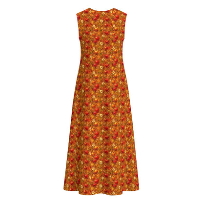Glazed Apple Cotton Sleeveless Dress With Pocket