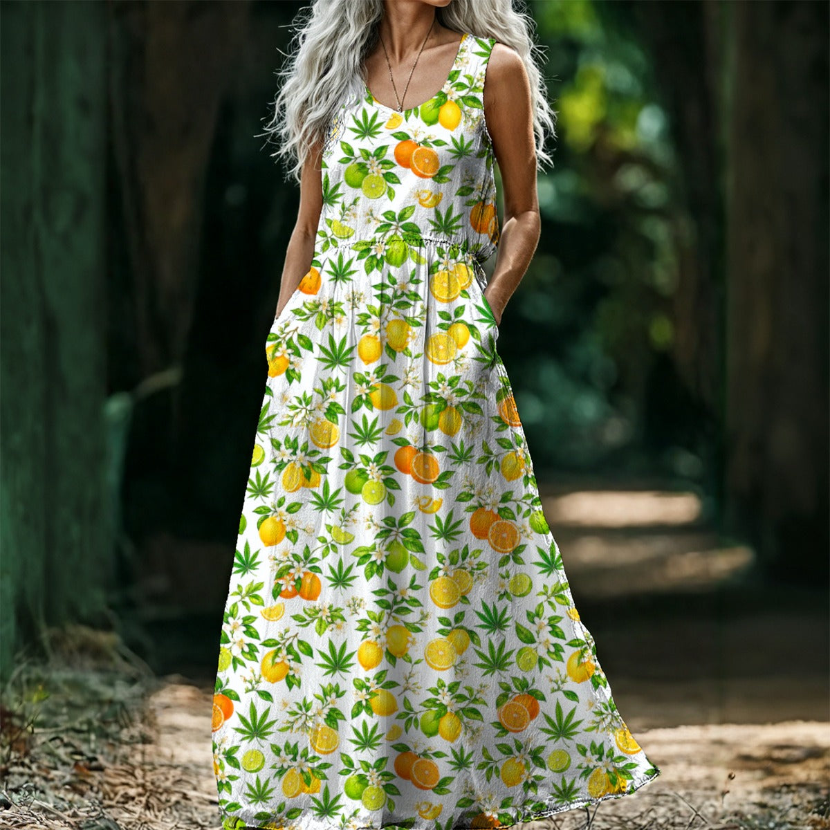 Citrus Haze Sleeveless Maxi Dress