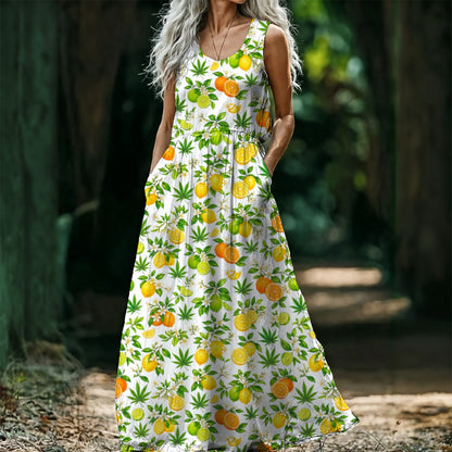 Citrus Haze Sleeveless Maxi Dress