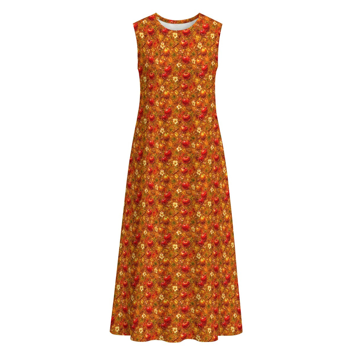 Glazed Apple Cotton Sleeveless Dress With Pocket