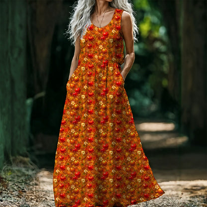 Glazed Apple Sleeveless Maxi Dress
