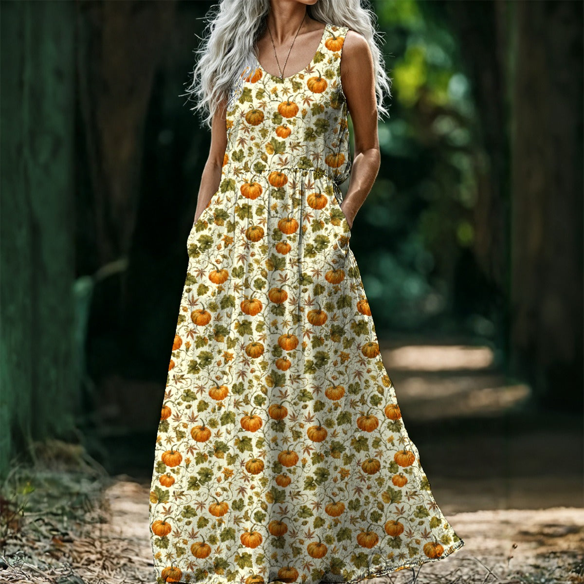 Pumpkin Patch Sleeveless Maxi Dress