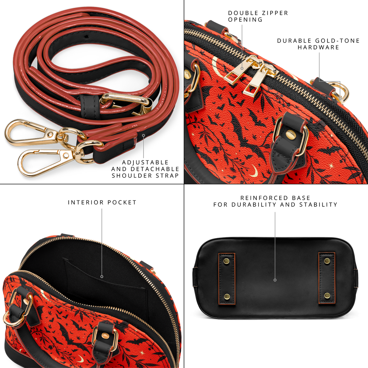 Batty Nights Dome Satchel Handbag