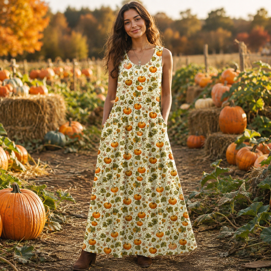 Pumpkin Patch Sleeveless Maxi Dress