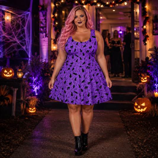 Black Cats Skater Dress