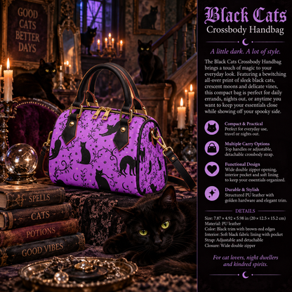 Black Cats Crossbody Handbag