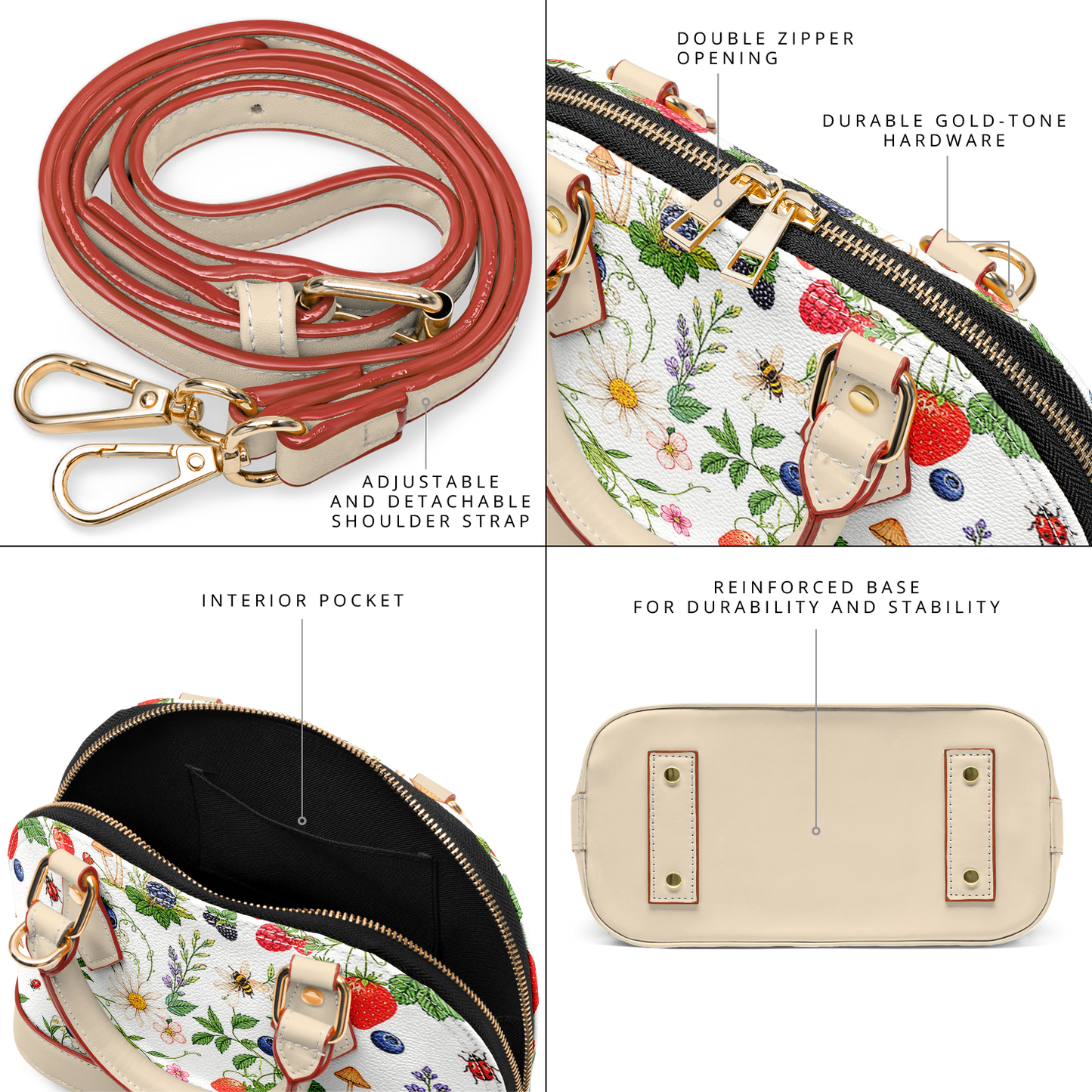 Berry High Dome Satchel Handbag