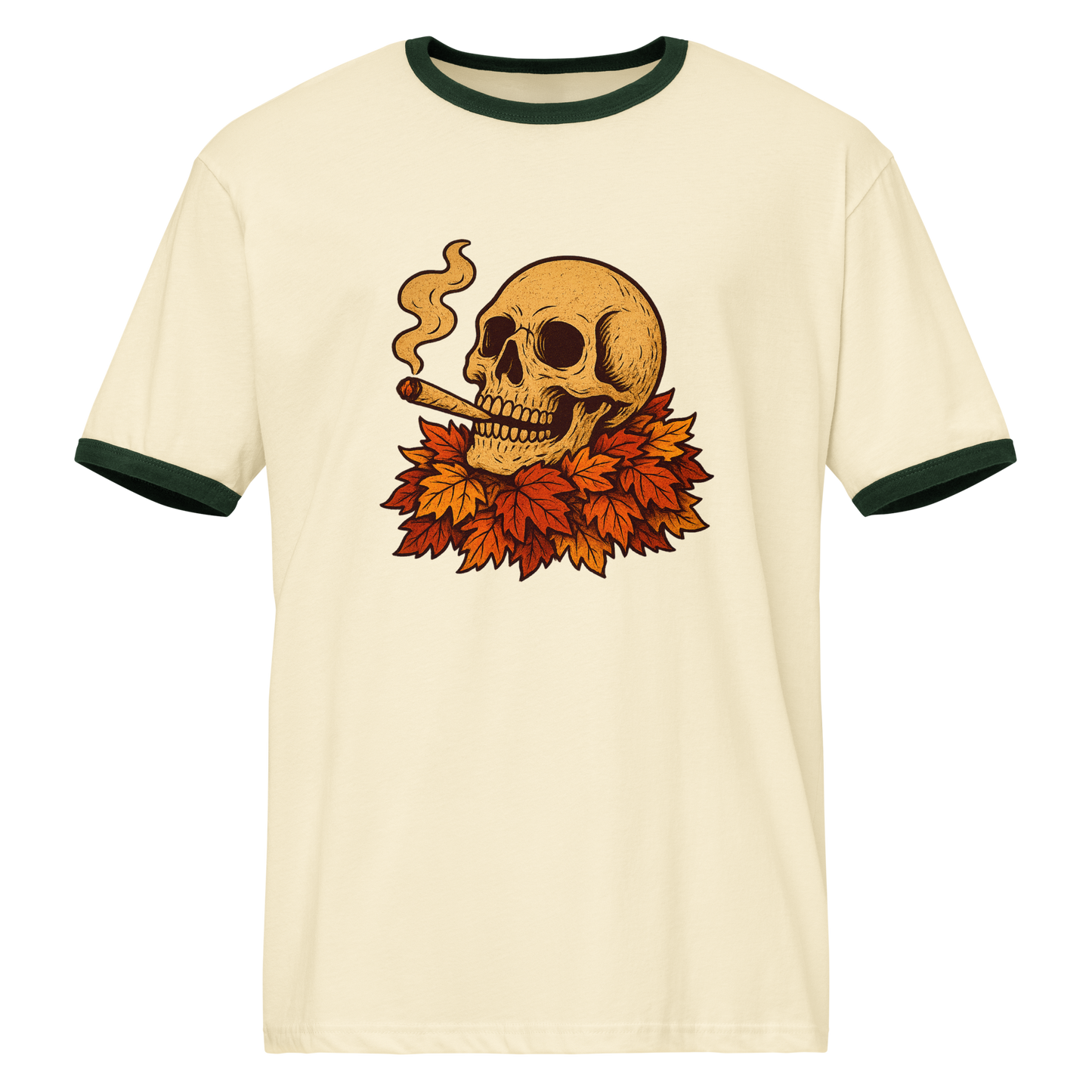 Leaves & Skull Ringer Shirt